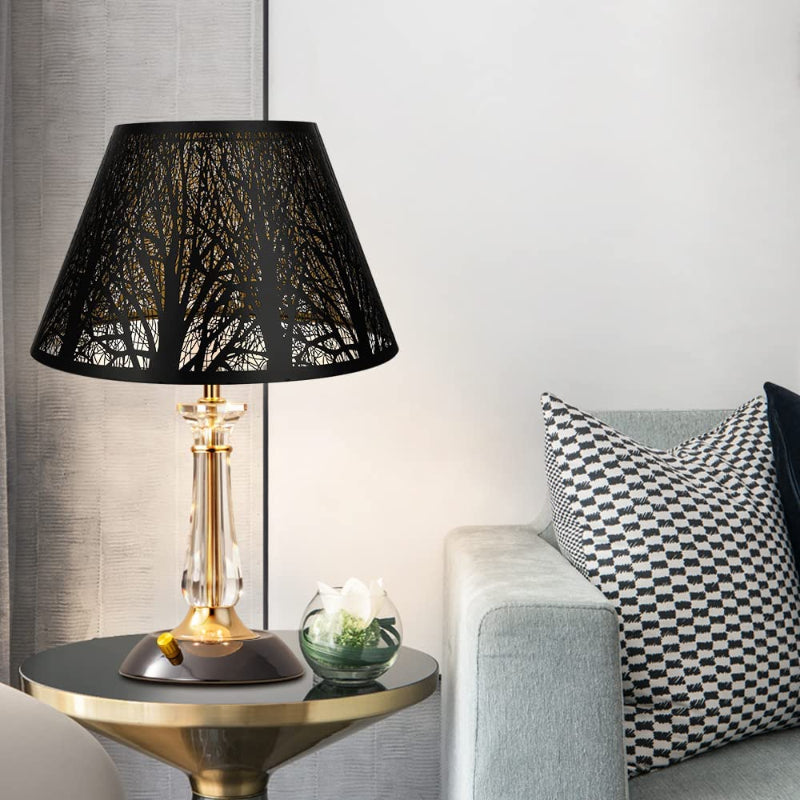 Medium lampshade, barrel fabric lampshade for table lamp and floor lamp, 7x13x7.8 inches, natural ventilated linen, handmade, spider (white) | Kalsten