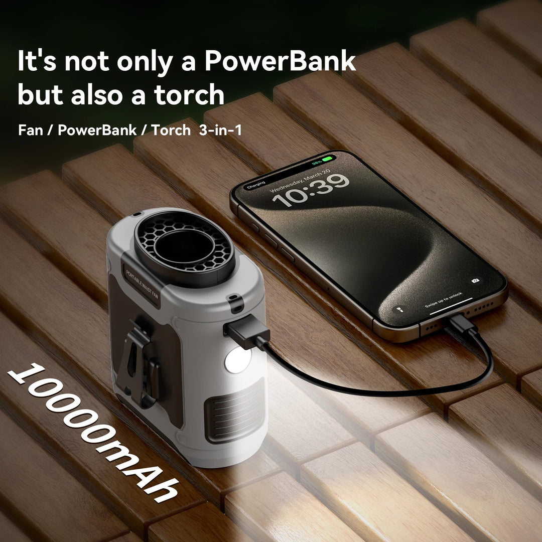 10000mAh Outdoor Portable Waist Fan | Kalsten
