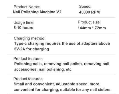 Skanto | ProNail 45000RPM Electric Nail File – Portable Rechargeable E-File for Manicure & Acrylic Nails | Low Noise