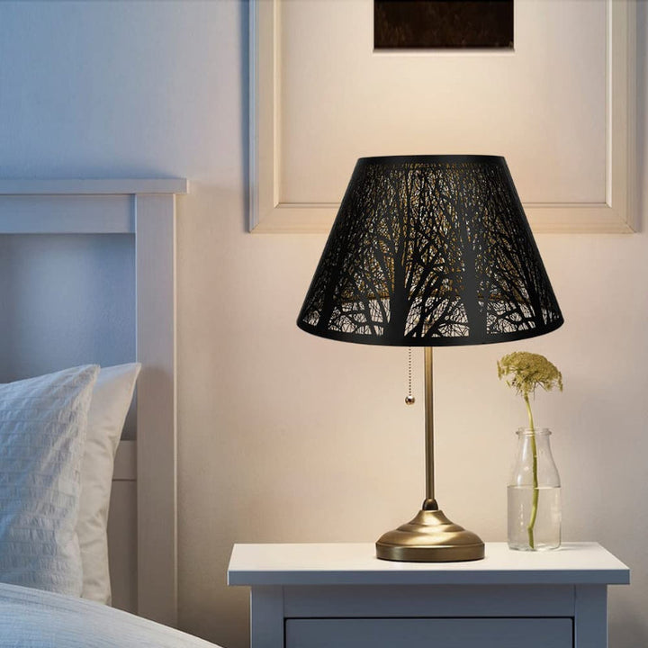 Medium lampshade, barrel fabric lampshade for table lamp and floor lamp, 7x13x7.8 inches, natural ventilated linen, handmade, spider (white) | Kalsten