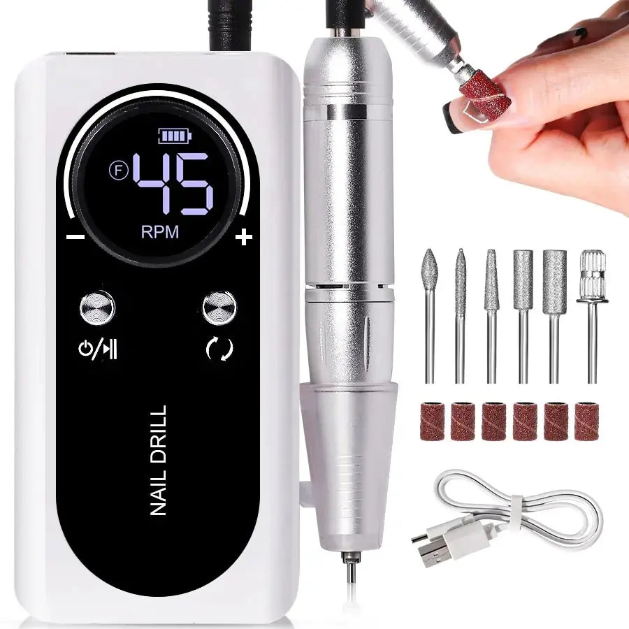 Skanto | ProNail 45000RPM Electric Nail File – Portable Rechargeable E-File for Manicure & Acrylic Nails | Low Noise