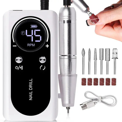 Skanto | ProNail 45000RPM Electric Nail File – Portable Rechargeable E-File for Manicure & Acrylic Nails | Low Noise