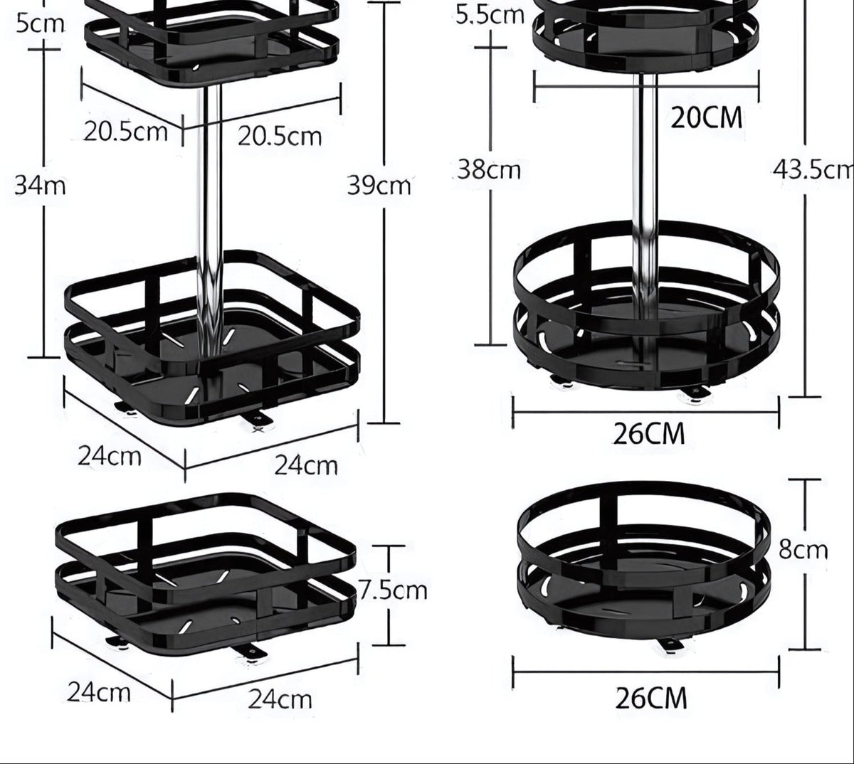 Skanto Skanto | TwistRack 360° – Rotating Storage Shelf | Space-Saving Adjustable Organizer for Kitchen, Bathroom, and Home