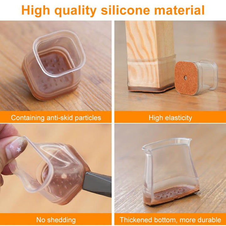 Kalsten | Clear Silicone Chair Leg Caps with Integrated Felt Pads