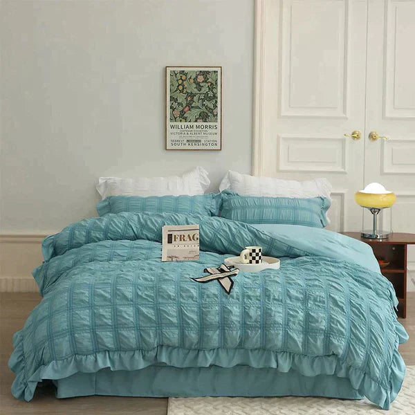 Icy Seersucker Summer Cool Quilt Lace 4-piece Set | Kalsten