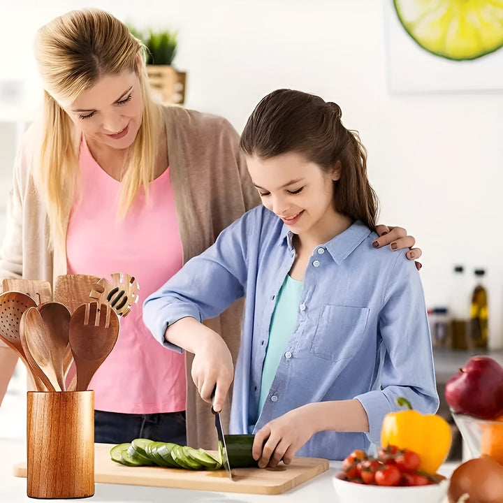 7-Piece Wooden Kitchen Utensil Set for Pans and Daily Cooking | Kalsten