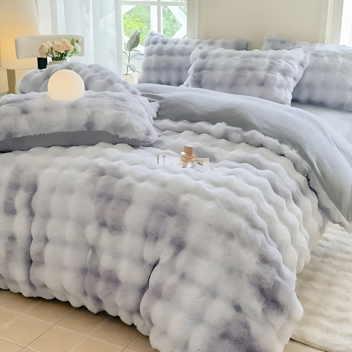Cozy Plush Bedding Set – Warm and soft for Autumn & Winter | Reversible design in rabbit fur & milk velour | Karnz