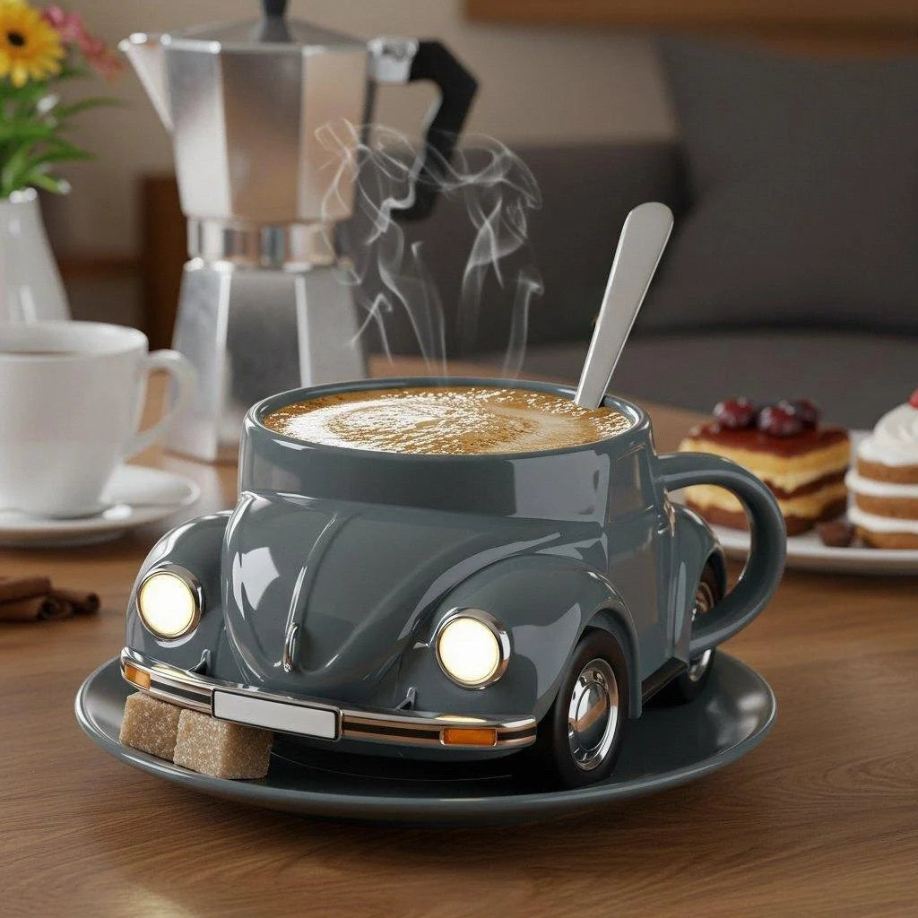 RetroAuto Ceramic Coffee Mug – Unique 3D Design for Coffee & Tea | Kalsten