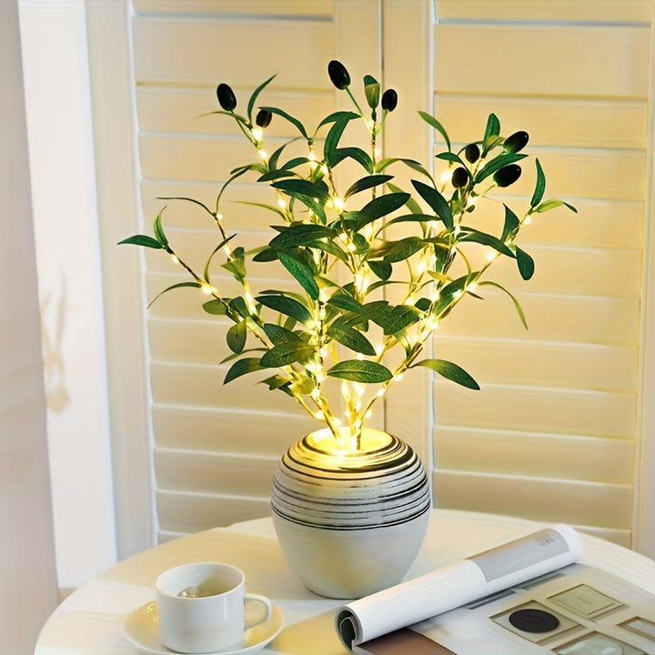 LumiTak – Elegant Olive Branch LED Table Lamp Kalsten