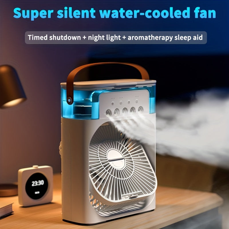 1pc Portable Air Conditioner, Household Small Air Cooler, Hydrocooling Fan, Portable Air Adjustment For Office, 3 Speed Air Cooling Fan Humidifier, 5pcs Humidified Spray Heads For Home Appliances | Kalsten