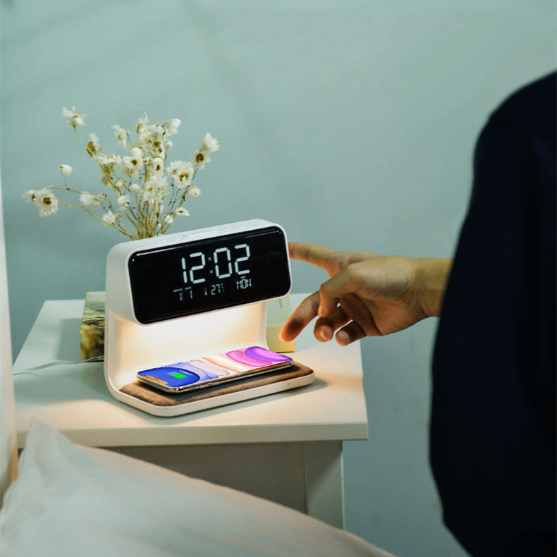 3-in-1 Bedside Lamp with Wireless Charger – LCD Alarm Clock & Touch Dimmable LED Table Lamp | Kalsten