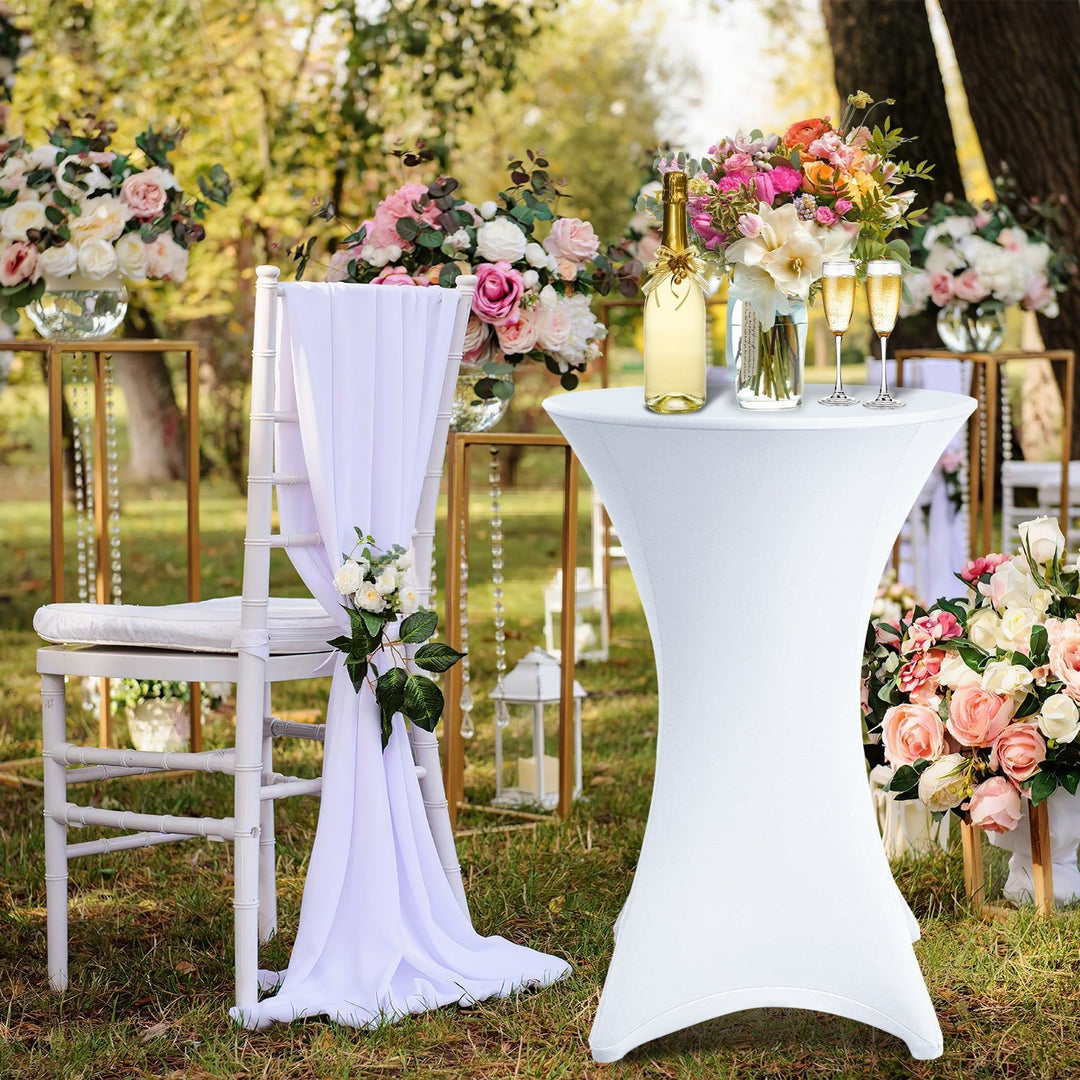 Stretch Table Cover Round Bar Table Cover White | Kalsten