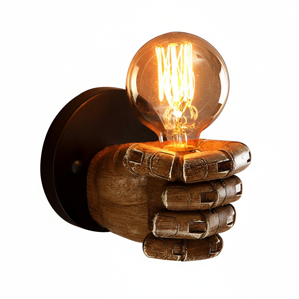 Retro Industrial Fist Wall Sconce – Creative Hand-Shaped Art Deco Wall Lamp - E27, Black | Kalsten
