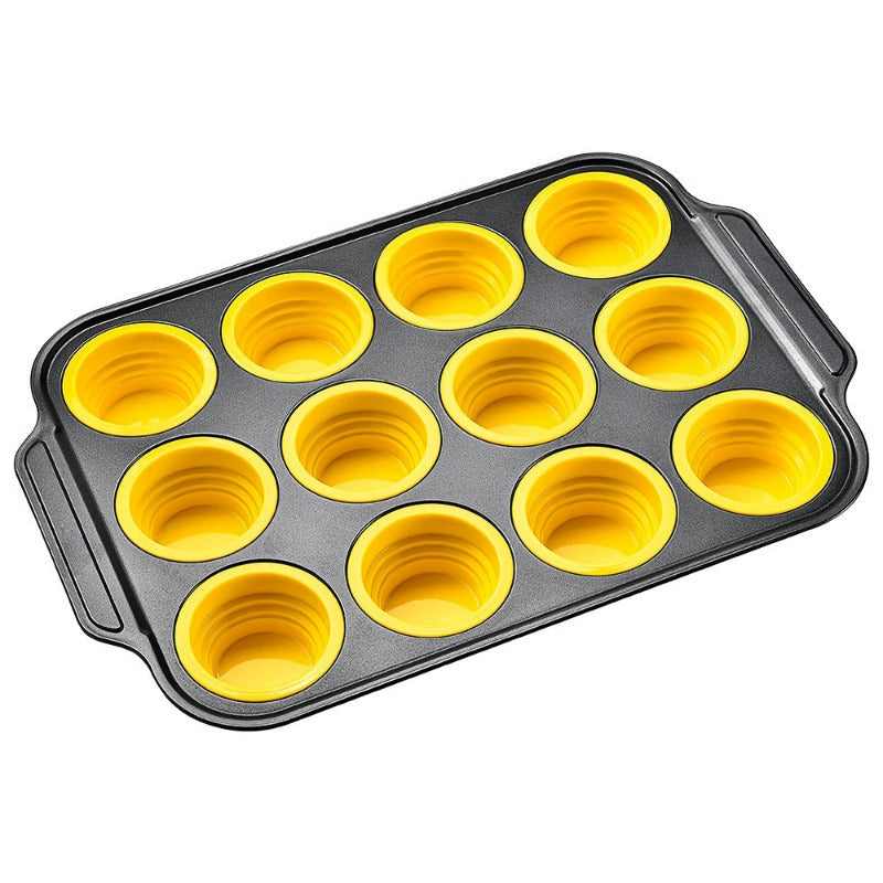 Kalsten | Press-Release Silicone Muffin Pan with Sturdy Metal Frame