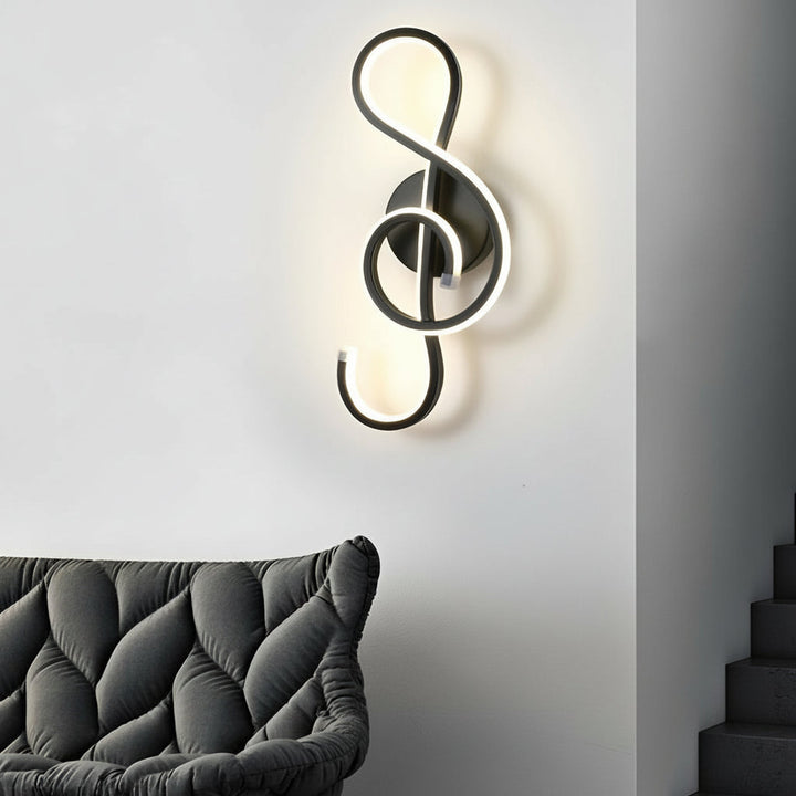 Musical Note LED Wall Sconce – Modern Artistic Music Decor Wall Lamp (Black/White) | Kalsten
