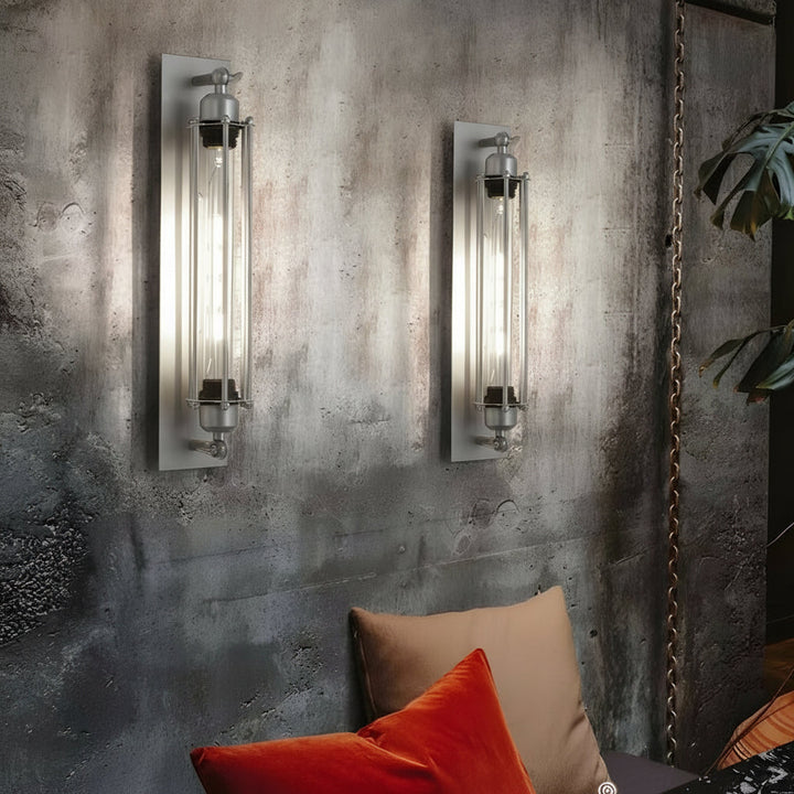 LED Wall Sconce Light – Industrial Vintage Flute Chrome Iron (48x10cm / 18.9x3.9in) | Kalsten