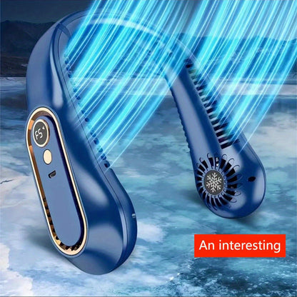 1pc Portable USB Cooler Fan with 5 Speeds and Digital Display - Super Powerful Technology and bladeless Design for Outdoor Use | Brehn