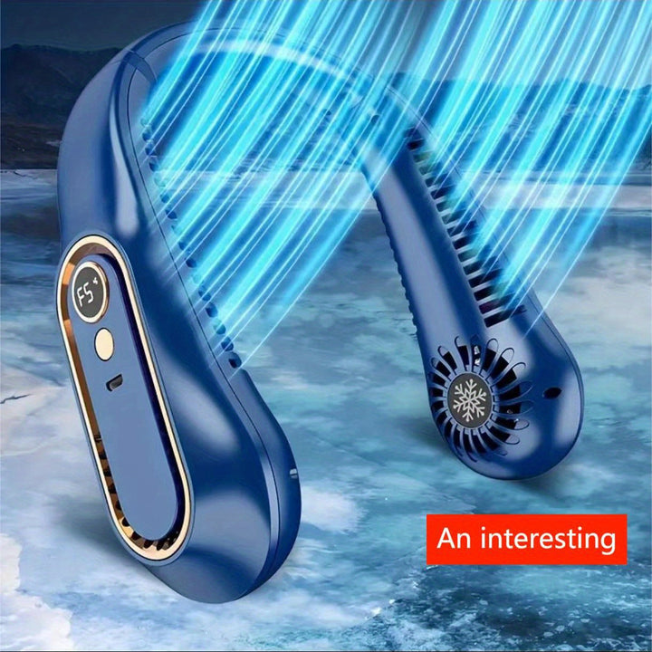 1pc Portable USB Cooler Fan With 5 Speeds And Digital Display - Super Strong Technology And Bladeless Design For Outdoor Use | Kalsten