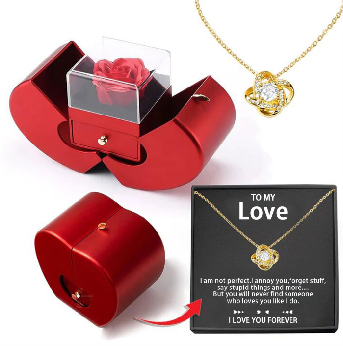 Kalsten | Rose Apple Jewelry Box™ | With Eternal Rose Necklace.