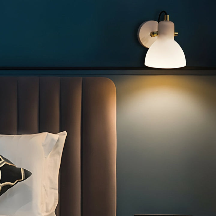 LED Wall Sconce Light – Modern Nordic Rotatable White Glass (18x12cm / 7.1x4.6in) | Kalsten