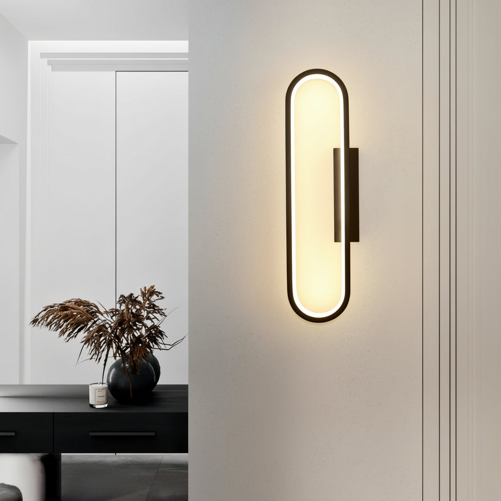 LED Wall Sconce Light – Oval Minimalist Aluminum Silicone (40cm / 15.7in) | Kalsten