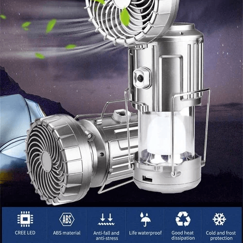Portable Stretchable Solar Lithium Battery Electric Fan + Emergency Light | Kalsten