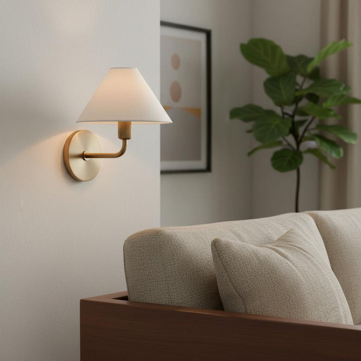 Freyza | Vector Fabric Brass Wall Sconce | Kalsten