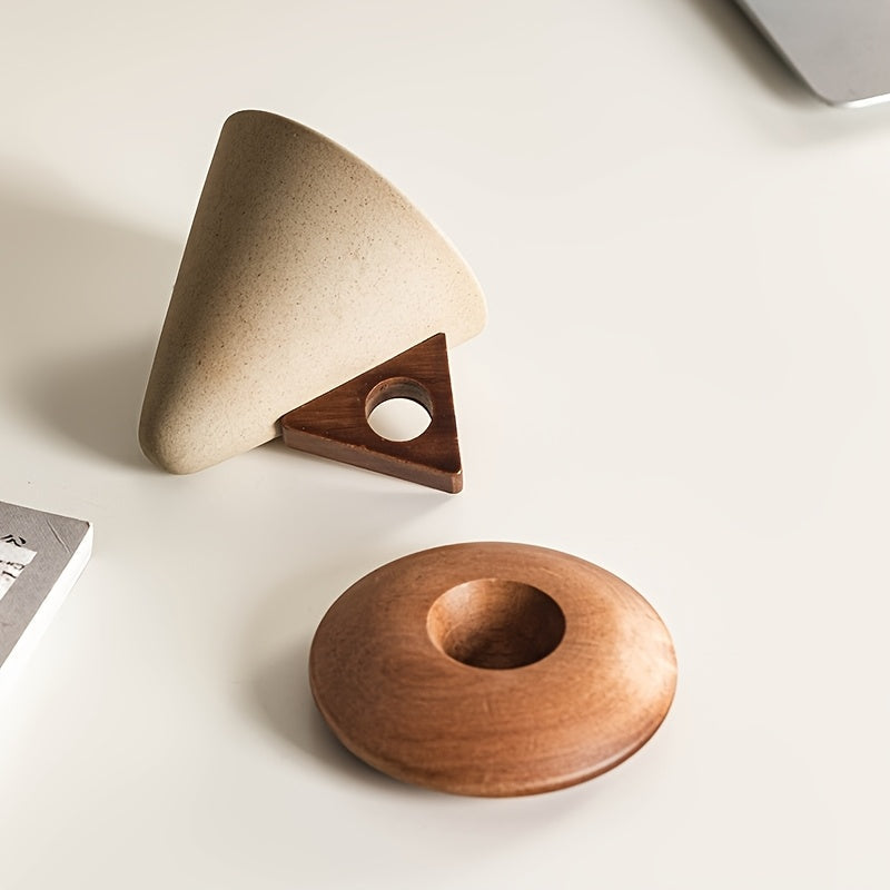 BaristaLuxe Ceramic Coffee Cup 250ml – Handmade with Wooden Handle and Coaster | Kalsten