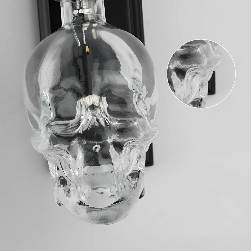 Gothic Glass Skull Wall Sconce – Industrial Retro Iron Wall Lamp & Art Decor (E14) | Kalsten