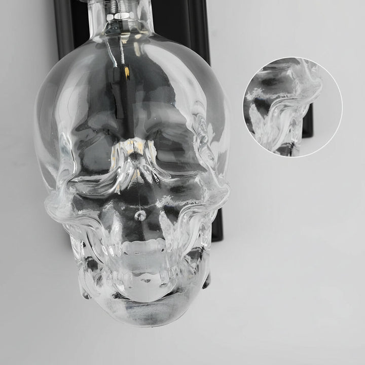 Gothic Glass Skull Wall Sconce – Industrial Retro Iron Wall Lamp & Art Decor (E14) | Kalsten