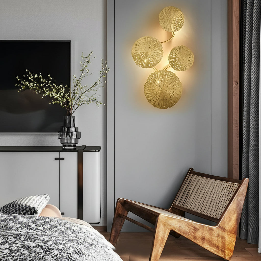 LED Wall Sconce Light – Modern Lotus Leaf Stainless Steel Gold (40-80cm H) | Kalsten