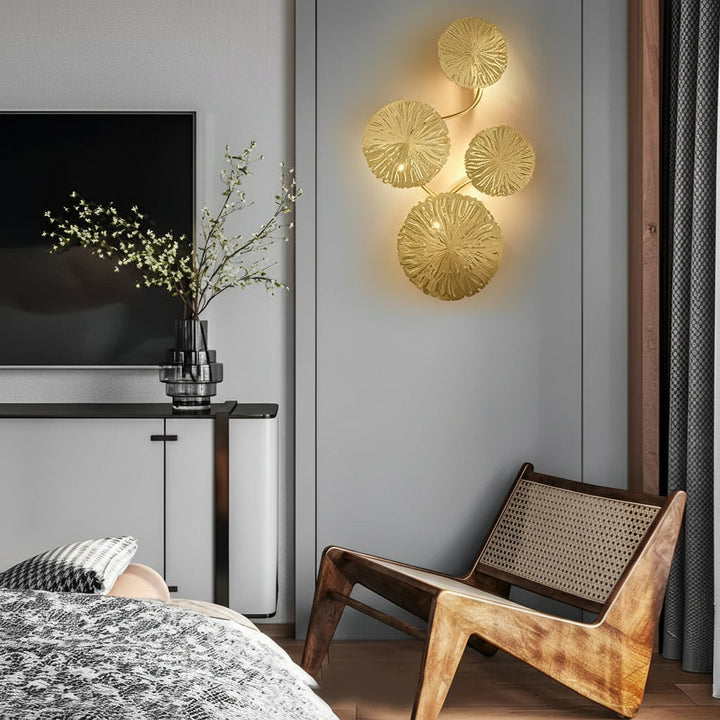 LED Wall Sconce Light – Modern Lotus Leaf Stainless Steel Gold (40-80cm H) | Kalsten