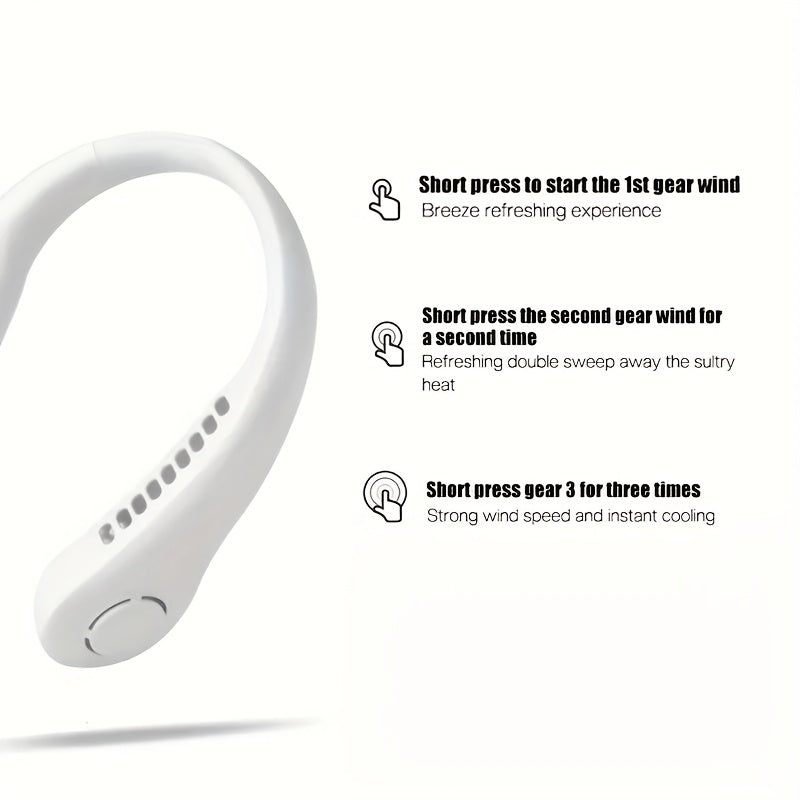 1Pc New Mini Neck Fan Portable Bladeless Hanging Neck Rechargeable Air Cooler 3 Speed Mini Summer Sports Fans | Kalsten