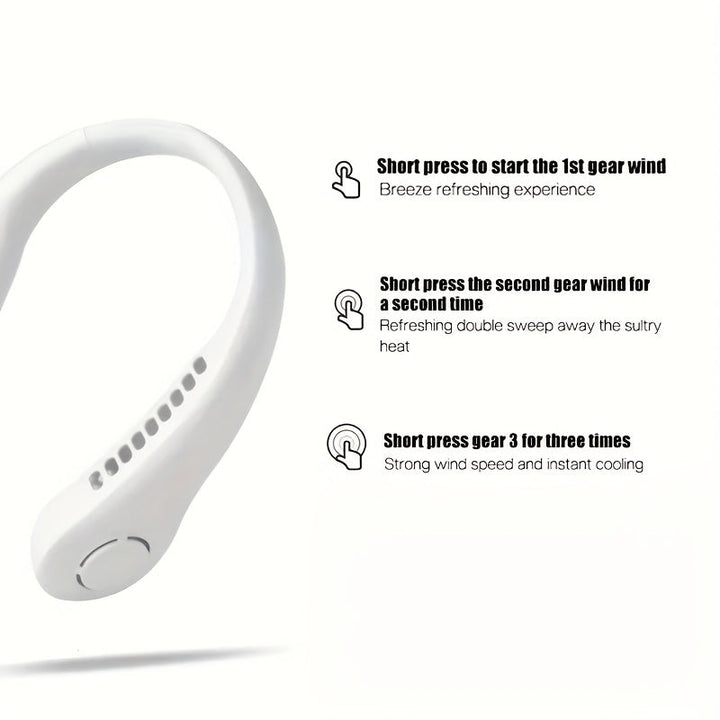 1Pc New Mini Neck Fan Portable Bladeless Hanging Neck Rechargeable Air Cooler 3 Speed Mini Summer Sports Fans | Kalsten