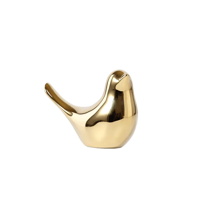Kalsten | Nordic Golden Ceramic Bird Decoration for Modern Home Decor