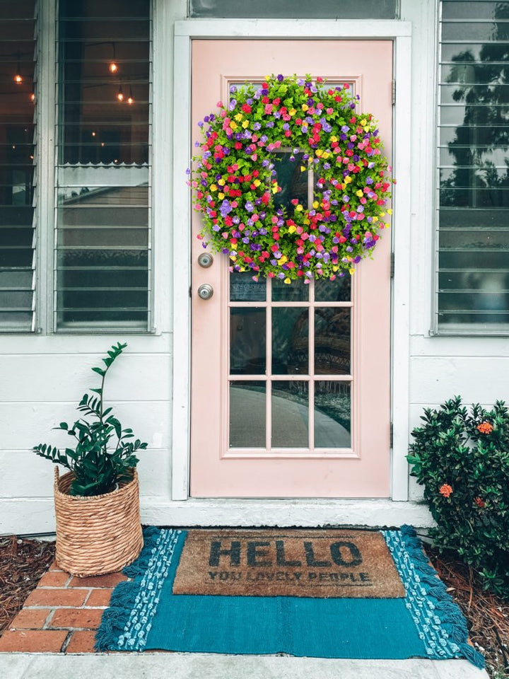 Kalsten | BloomWreath Spring & Summer Front Door Wreath | Handmade Floral Grapevine Accent