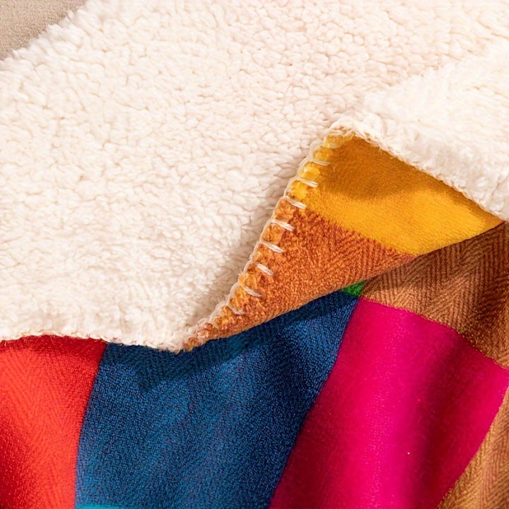 Kalsten | Coral fleece blanket – Reversible thick Sherpa blanket with a colorful checkered pattern