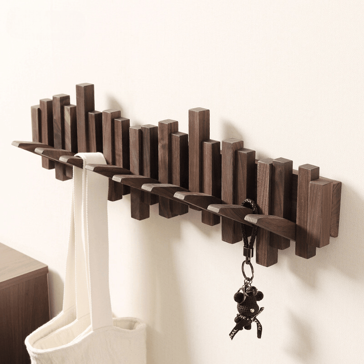 Wooden Wall Coat Rack with Foldable Hooks and Minimalist Design | Kalsten