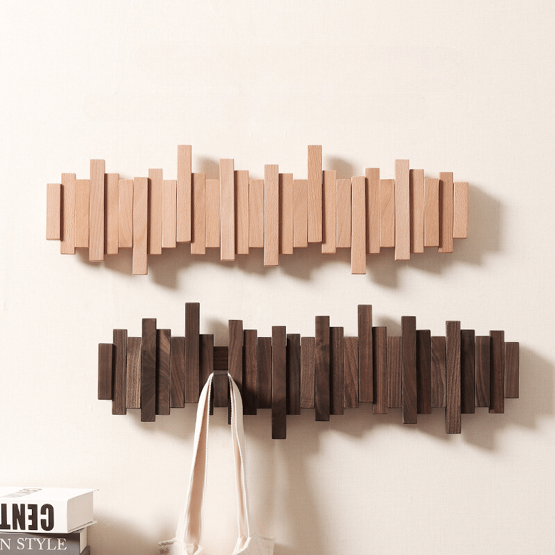 Wooden Wall Coat Rack with Foldable Hooks and Minimalist Design | Kalsten