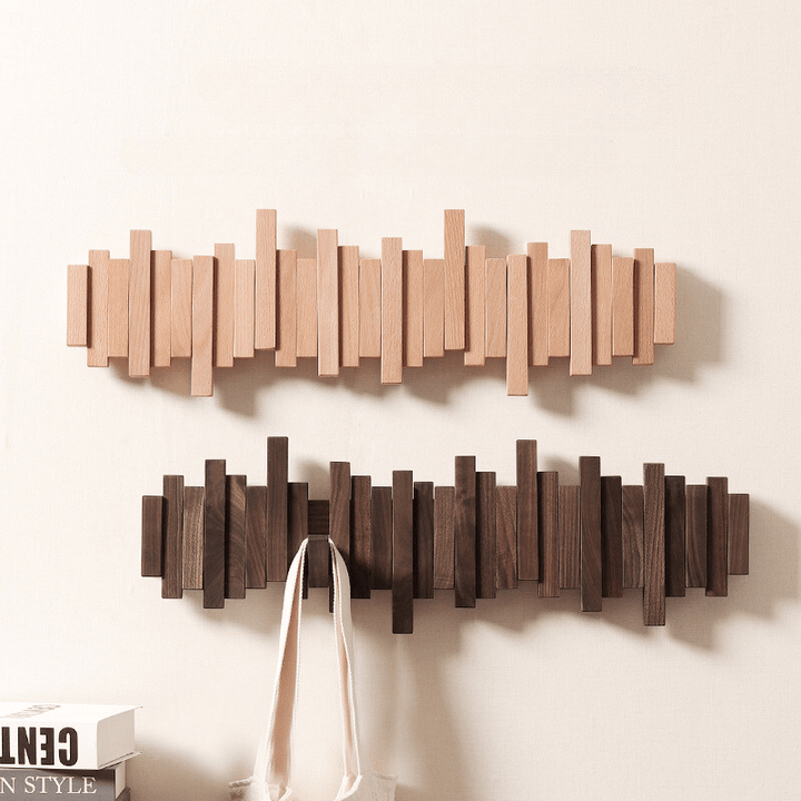 Wooden Wall Coat Rack with Foldable Hooks and Minimalist Design | Kalsten