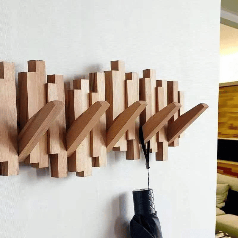 Wooden Wall Coat Rack with Foldable Hooks and Minimalist Design | Kalsten