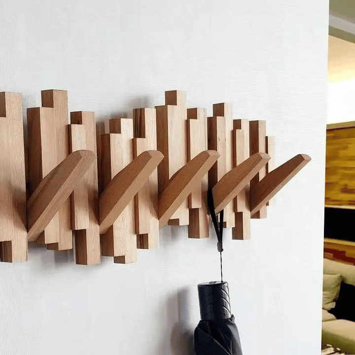 Wooden Wall Coat Rack with Foldable Hooks and Minimalist Design | Kalsten