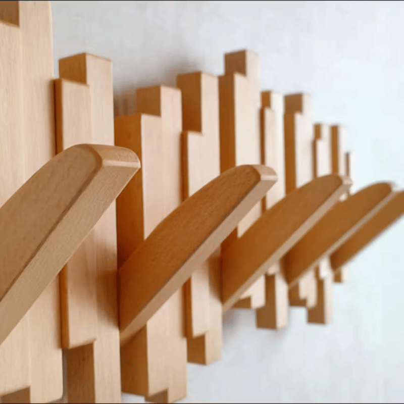 Wooden Wall Coat Rack with Foldable Hooks and Minimalist Design | Kalsten
