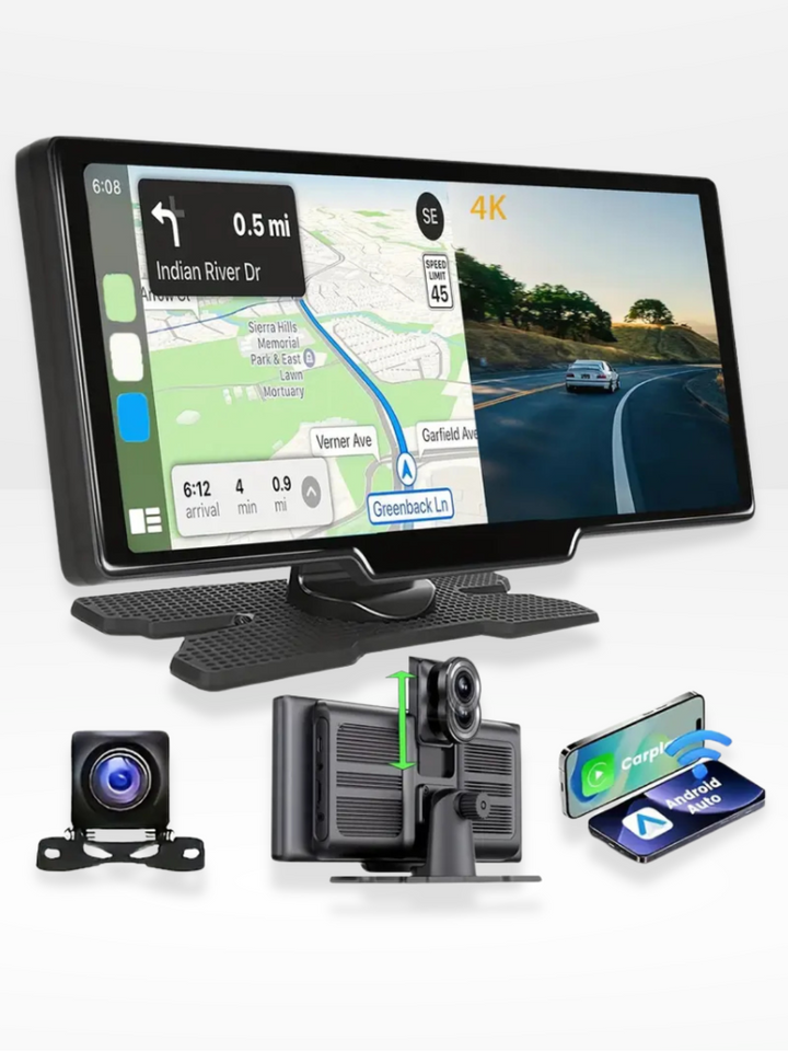 Kalsten | Wireless CarPlay Screen with Built-in 4K Dashcam & Optional Rear Camera – 10.26" IPS Display