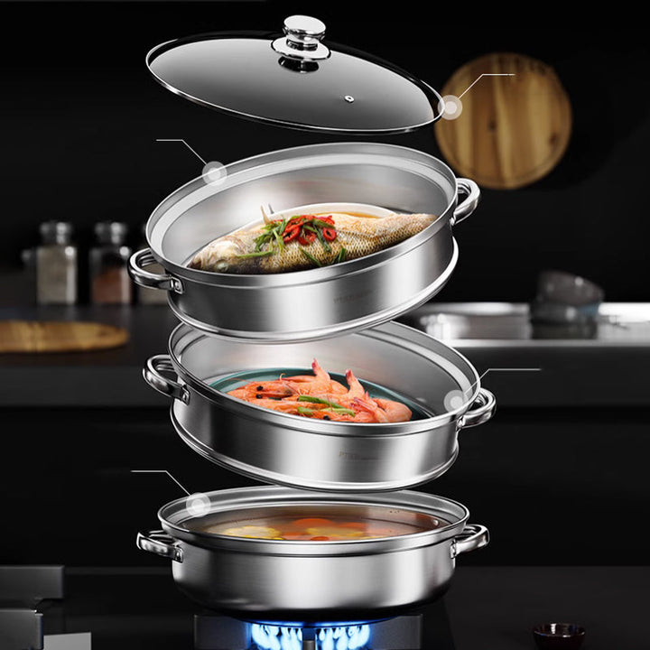 Kalsten | NutriSteam | 3-Tier Stainless Steel Steamer – Healthy Cooking Made Easy