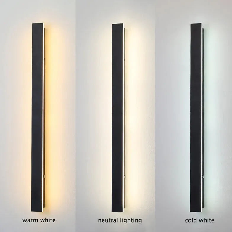 Kalsten | Linear black minimalist LED outdoor wall light