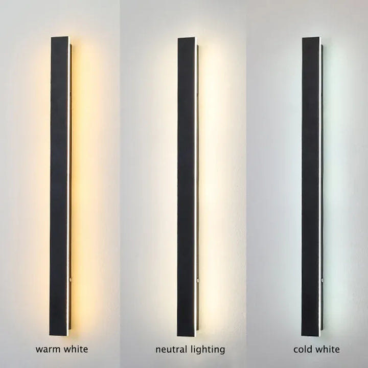 Kalsten | Linear black minimalist LED outdoor wall light