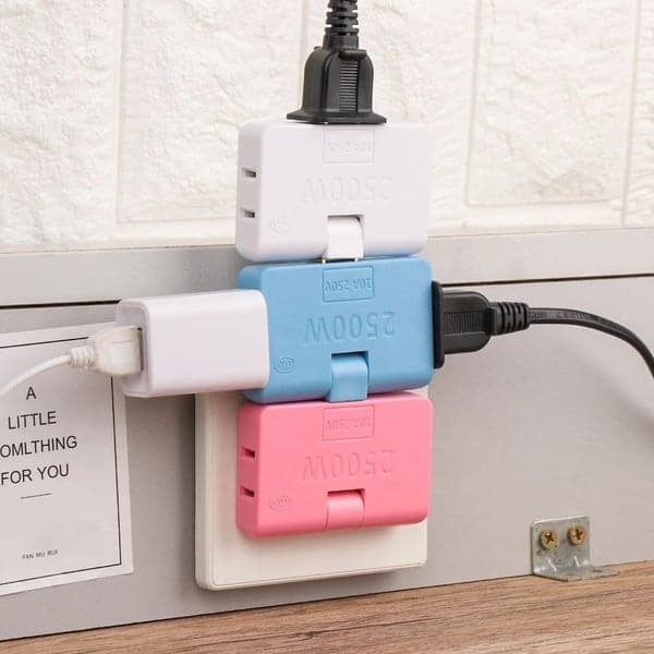 180° Rotating Triple Socket Adapter – EU Plug