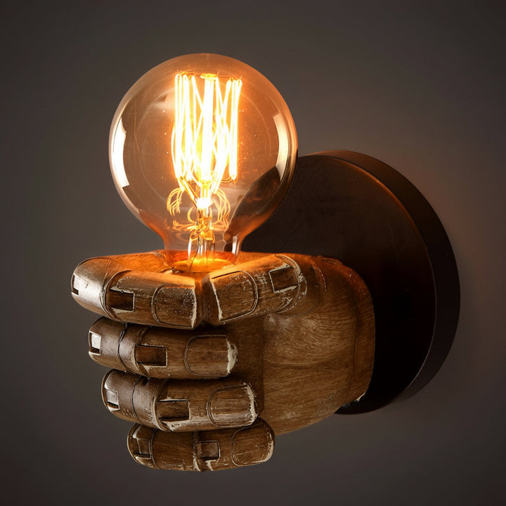 Retro Industrial Fist Wall Sconce – Creative Hand-Shaped Art Deco Wall Lamp - E27, Black | Kalsten