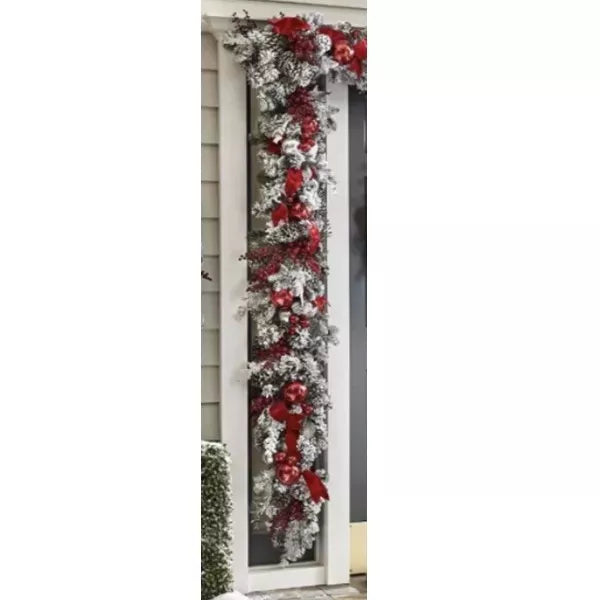 Kalsten | Cordless Prelit Holiday Trim | LED Lights, Auto-Timer & Premium Red/White Decor